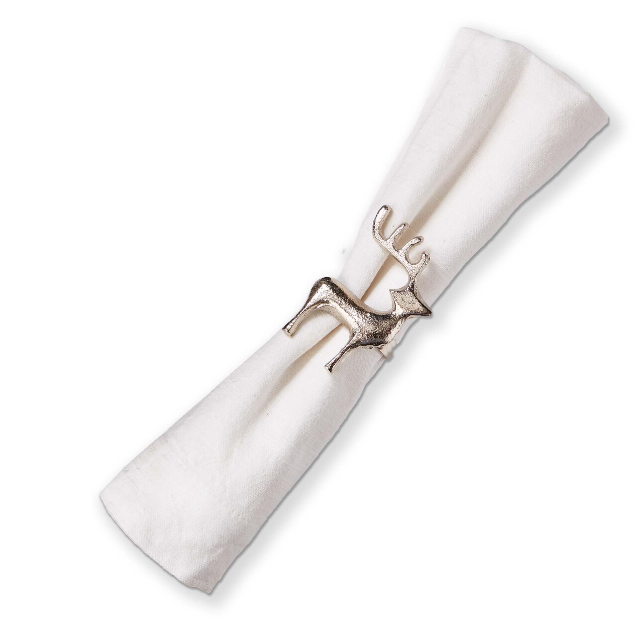 Reindeer Napkin Ring Silver Aluminum Christmas Table Decor 275 in x 275 in x 275 in Wipe Clean